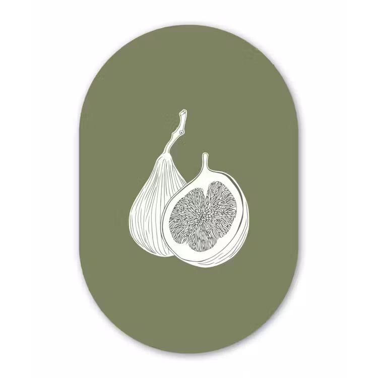 Muurovaal Glas – Vijgen - Minimalistisch - Getekend - Mosgroen — 1