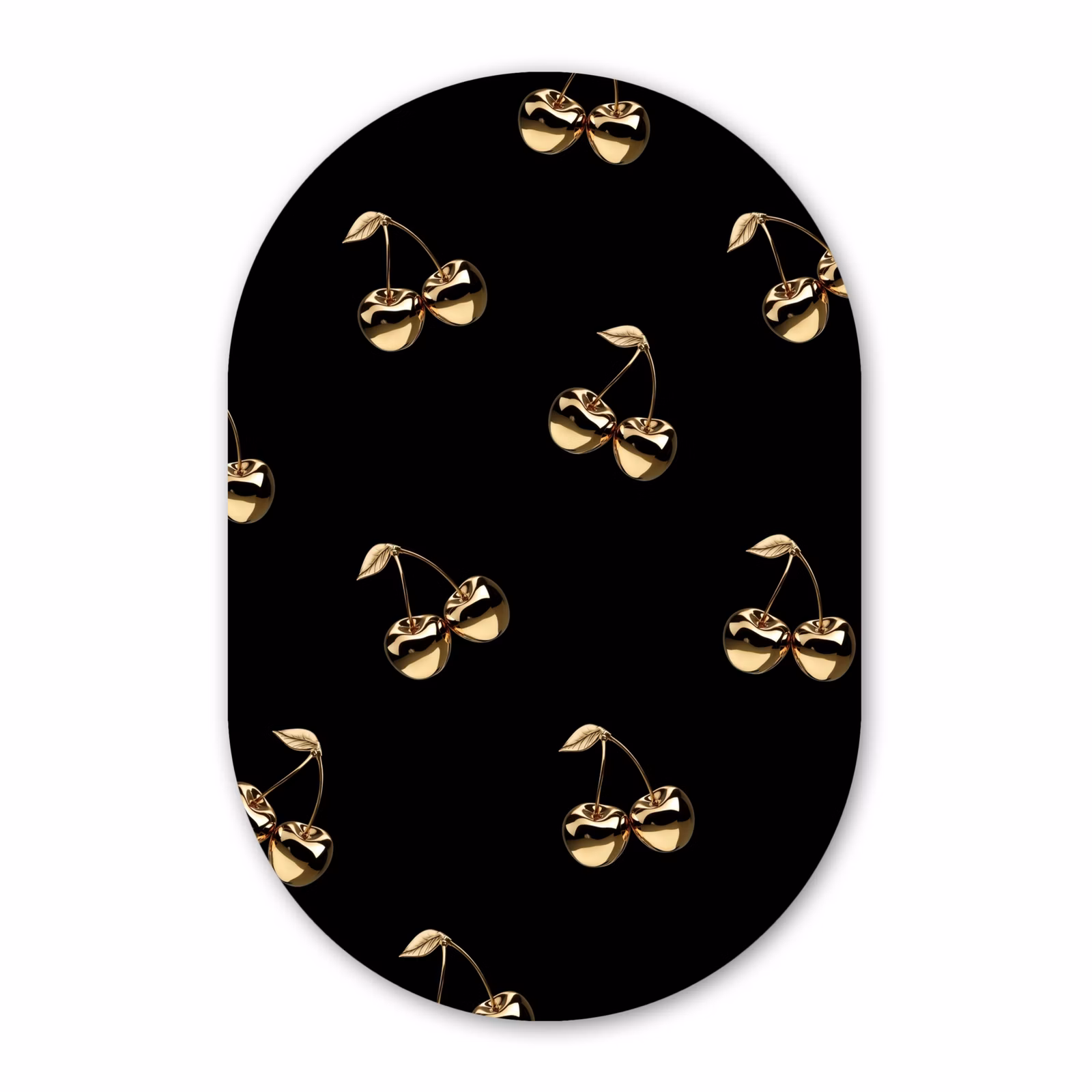 Muurovaal Glas – Gouden Kersen Patroon — 1