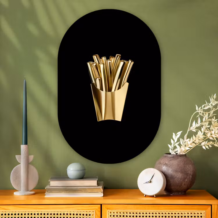 Muurovaal Glas – Gouden Frietjes — 2
