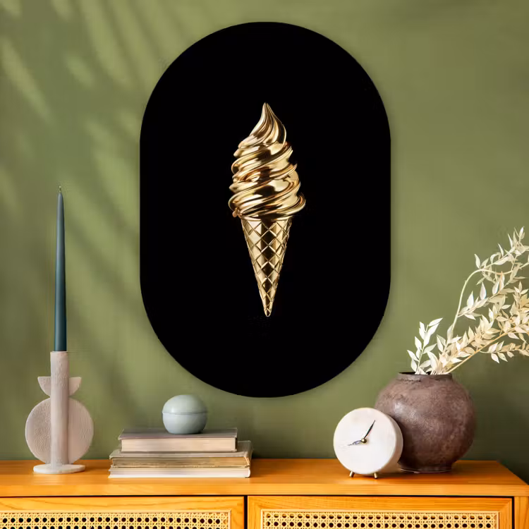 Muurovaal Glas – Gouden Ijshoorntje — 2