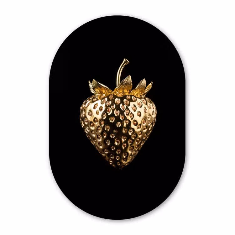 Muurovaal Glas – Gouden Aardbei