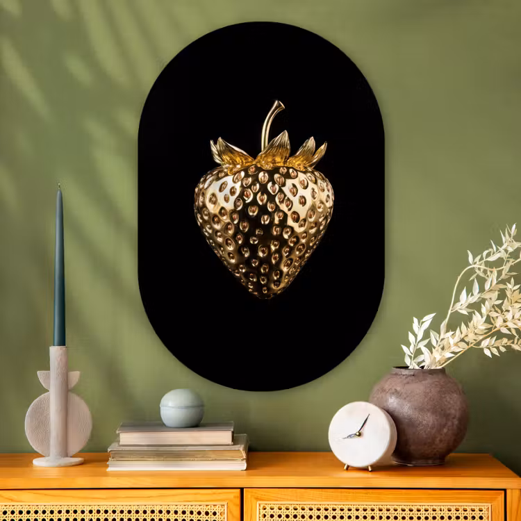 Muurovaal Glas – Gouden Aardbei — 2
