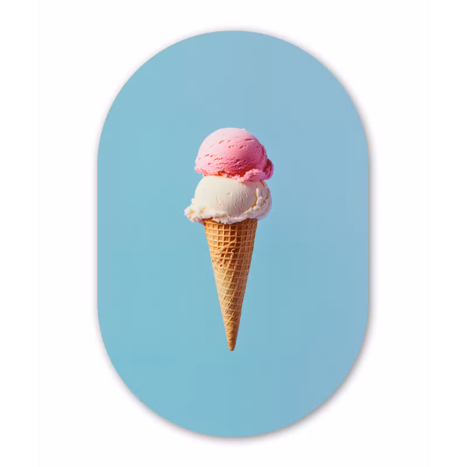 Muurovaal Glas – Bolletjes - Schepijs - Hoorntje - Blauw — 1