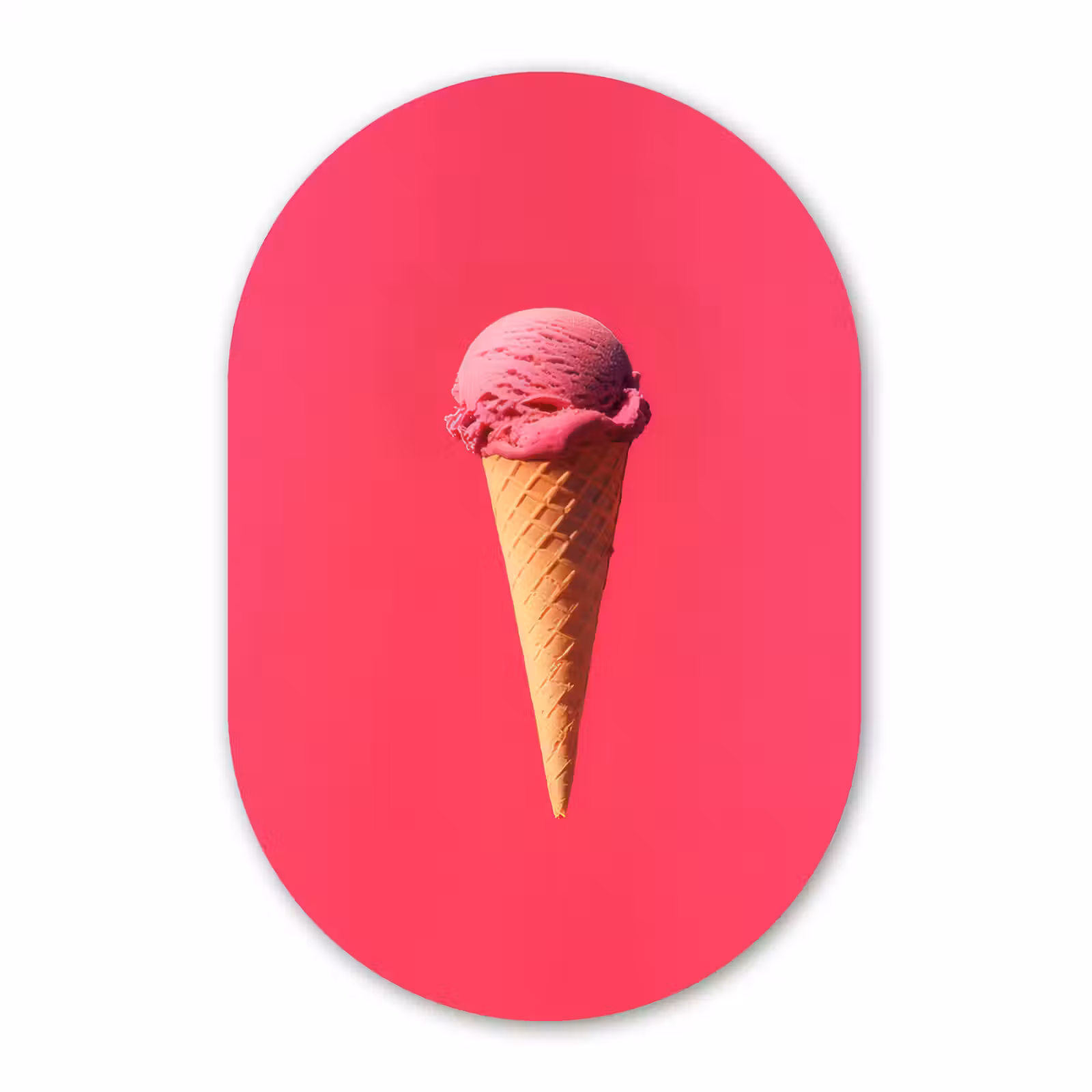 Muurovaal Glas – Schepijs - Roze - Hoorntje — 1