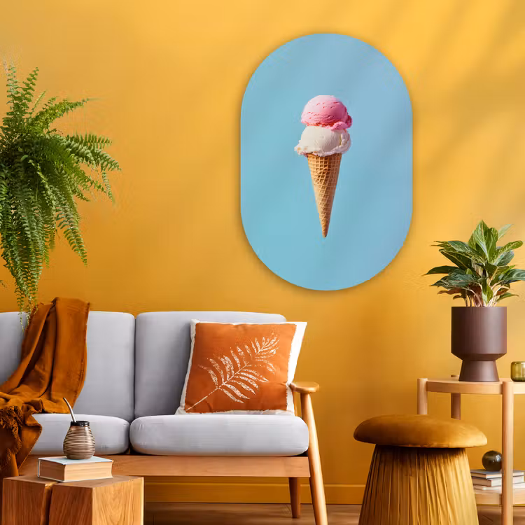 Muurovaal Glas – Bolletjes - Schepijs - Hoorntje - Blauw — 3