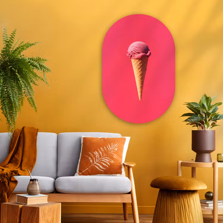 Muurovaal Glas – Schepijs - Roze - Hoorntje — 3