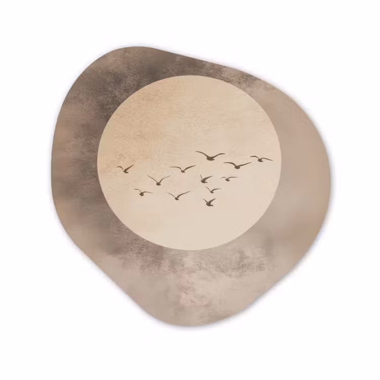 Organisch schilderij – Vogel - Beige - Japandi — 1