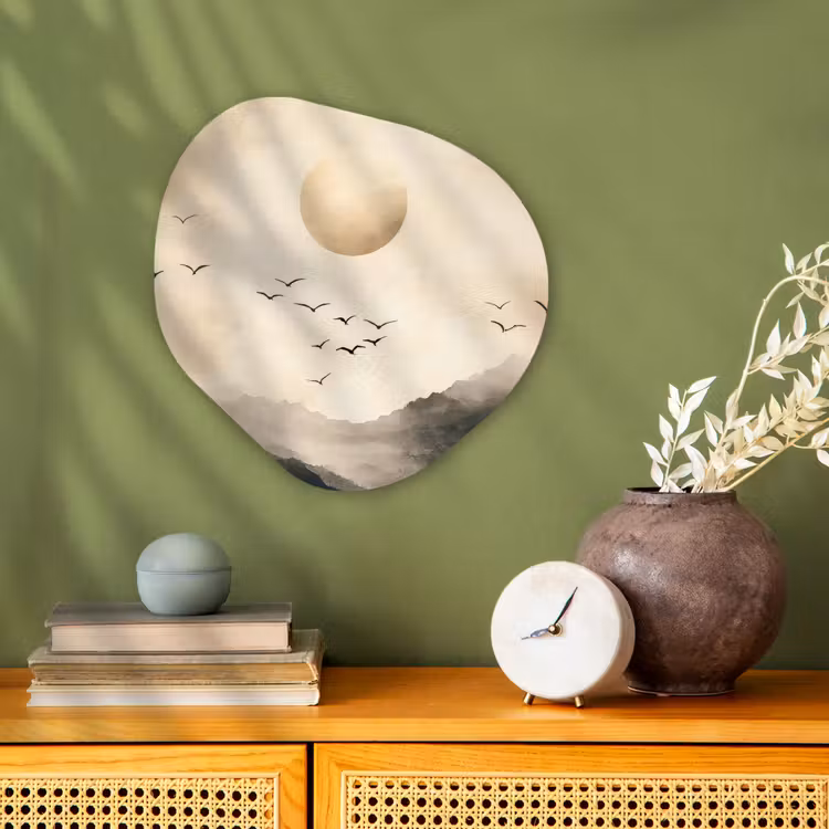 Organisch schilderij – Landschap - Japandi - vogel — 2