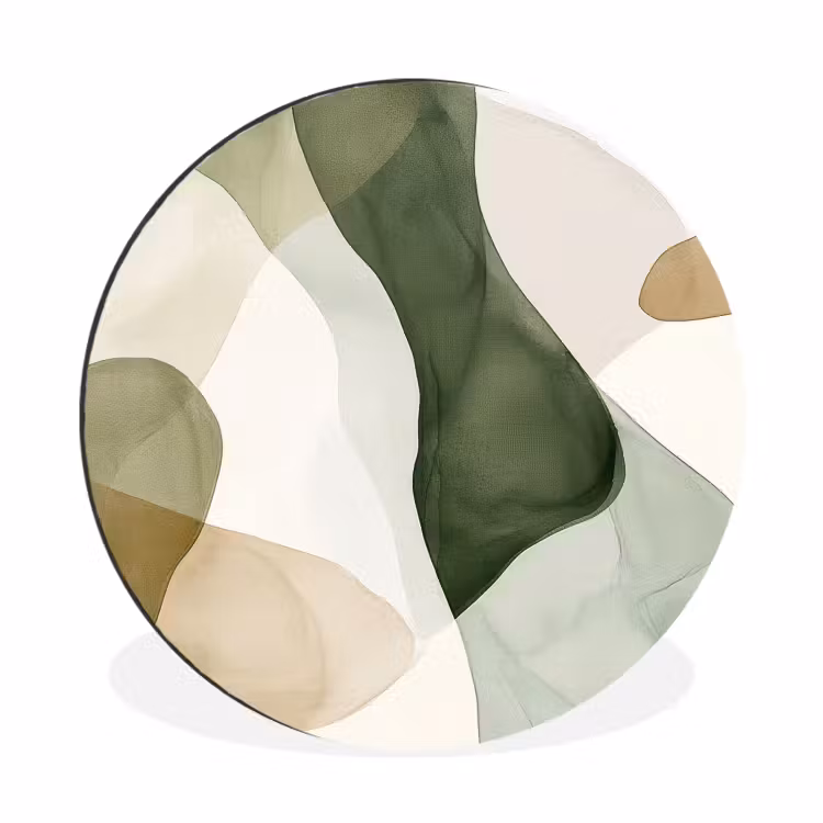 Wandcirkel - aluminium - Japandi - Abstract - Groen — 1