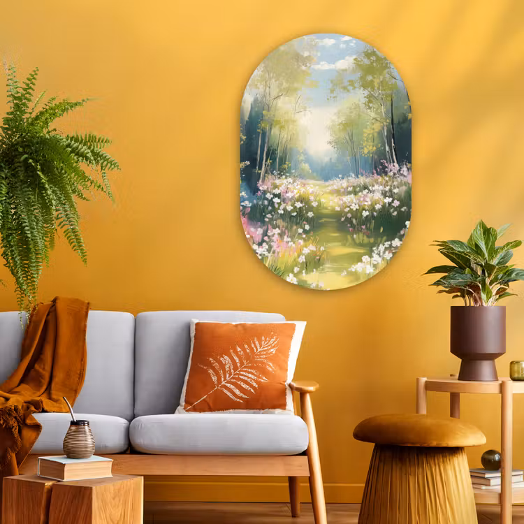 Muurovaal Glas – Bos - Schilderstijl - Kleurrijk — 3
