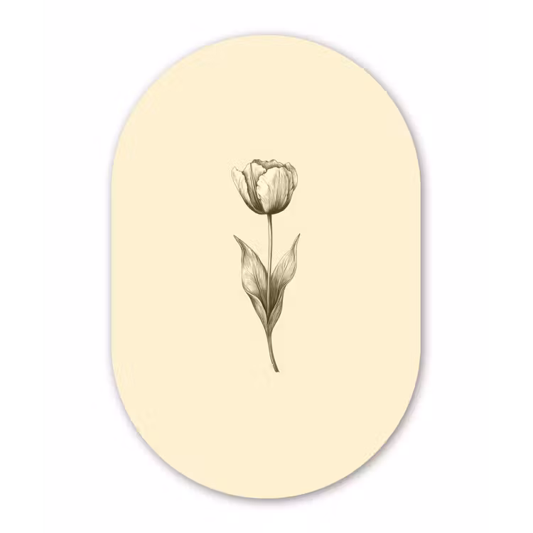 Muurovaal Glas – Illustratie - Tulp - Zwart — 1