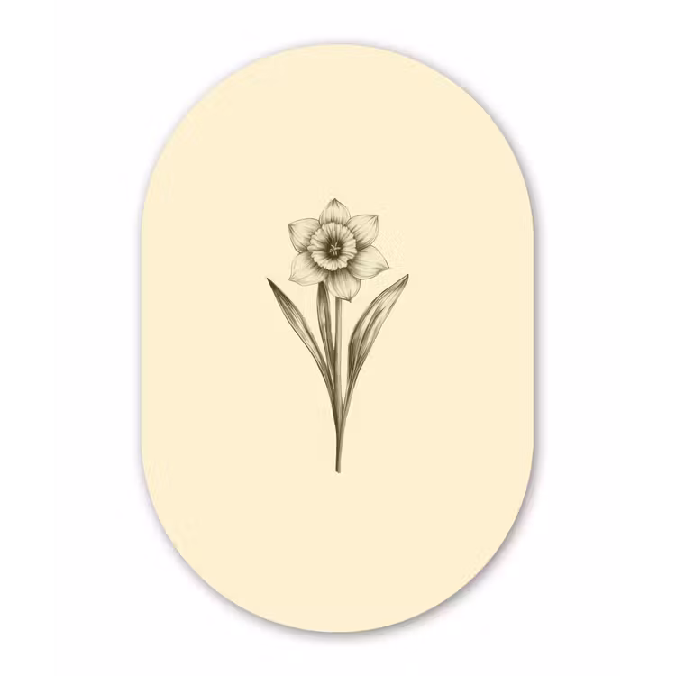 Muurovaal Glas – Zwart - Narcis - Illustratie — 1