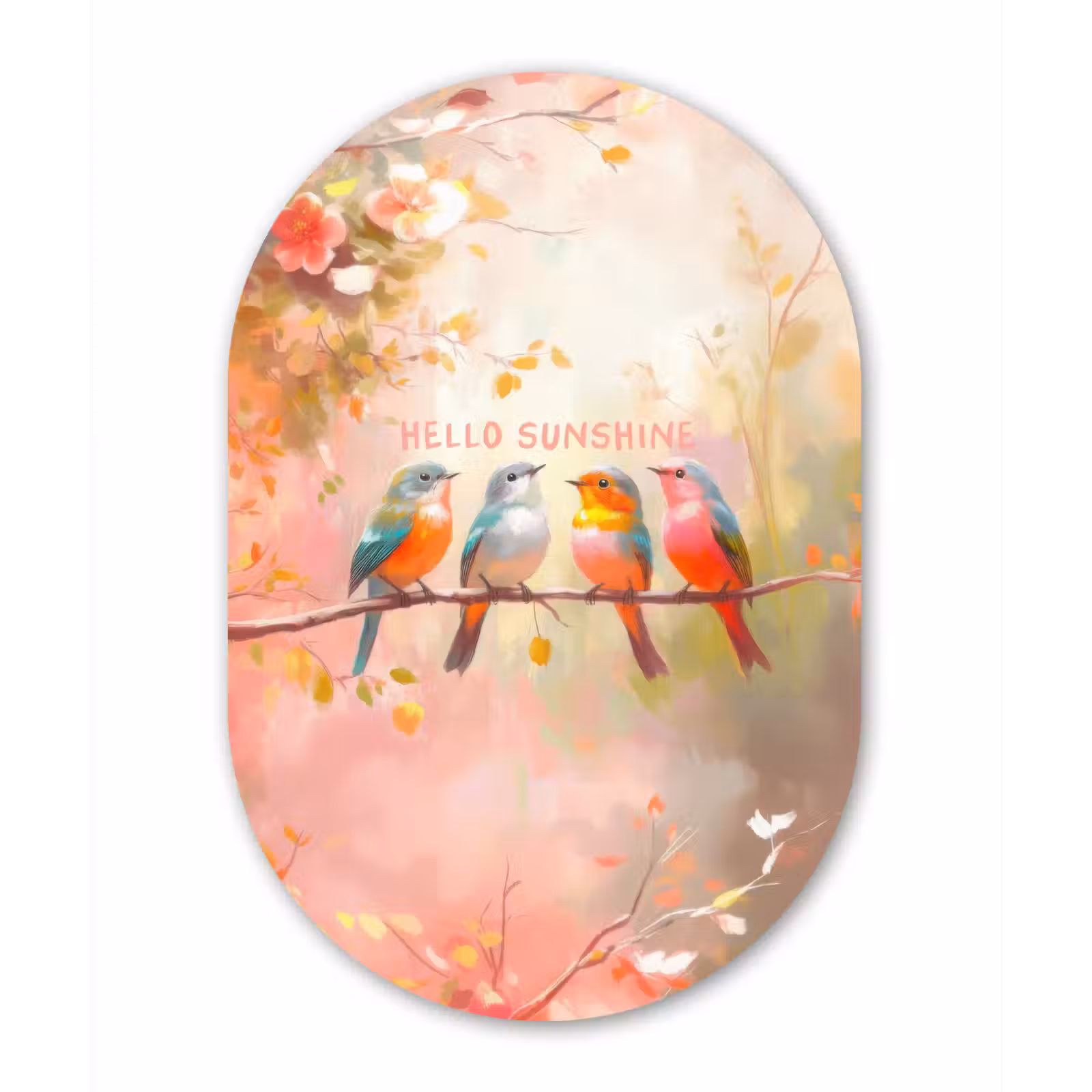 Muurovaal Glas – Vogels - Tak - Quote - Roze — 1