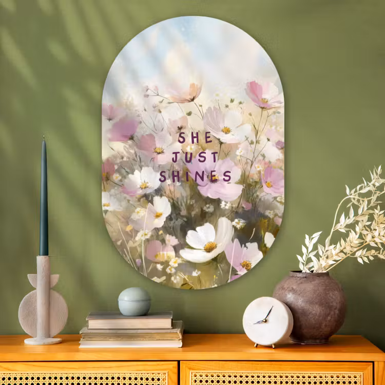 Muurovaal Glas – Quote - Bloemen - Schilderachtig — 2