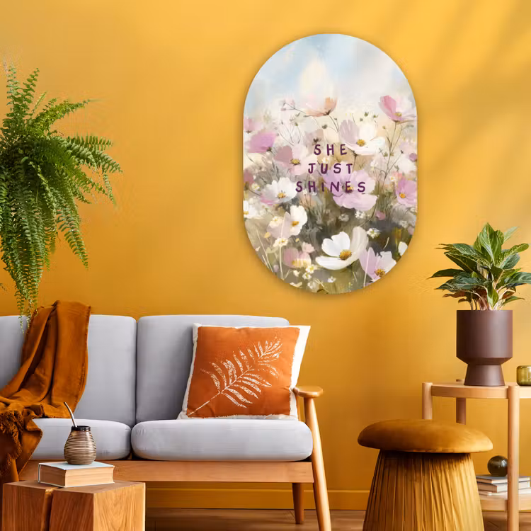 Muurovaal Glas – Quote - Bloemen - Schilderachtig — 3