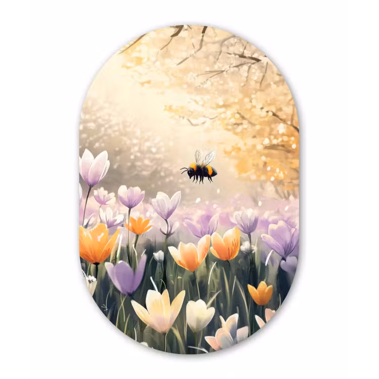 Muurovaal Glas – Viooltjes - bij - Zonlicht — 1
