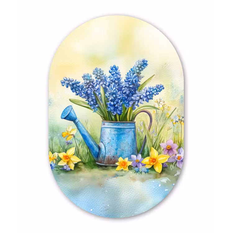 Muurovaal Glas – Gieter - Lavendel - Bloesems — 1