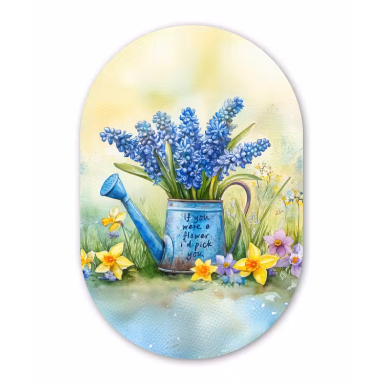 Muurovaal Glas – Lavendelbloemen - Quote - Gieter — 1