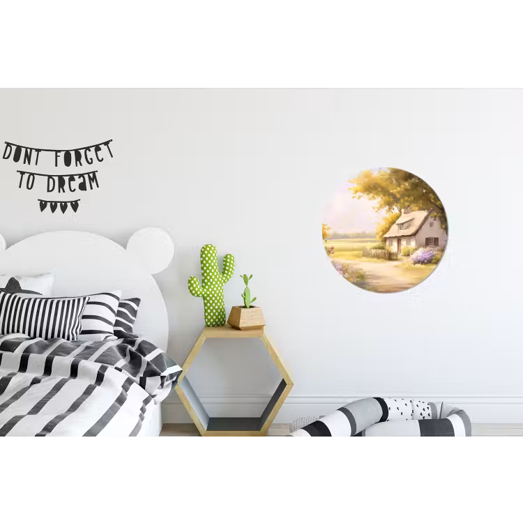 Wandcirkel - aluminium - Huisje - Hout - Bloemen — 5