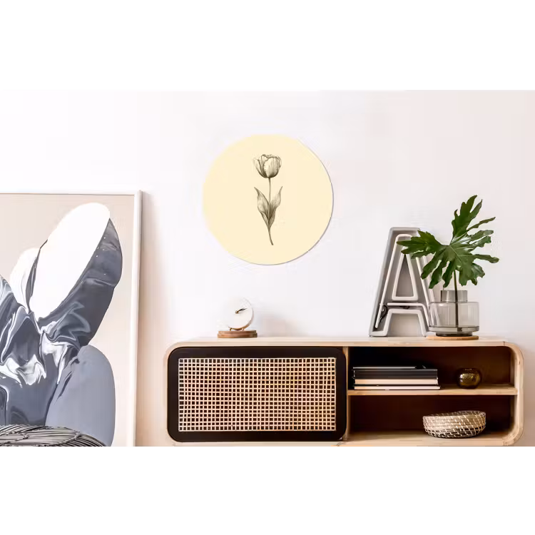 Wandcirkel - aluminium - Illustratie - Tulp - Zwart — 3