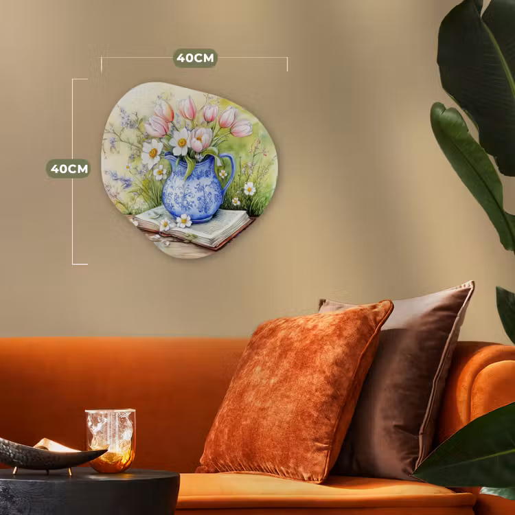 Organisch schilderij – Vaas - Delftsblauw - Madeliefjes — 4