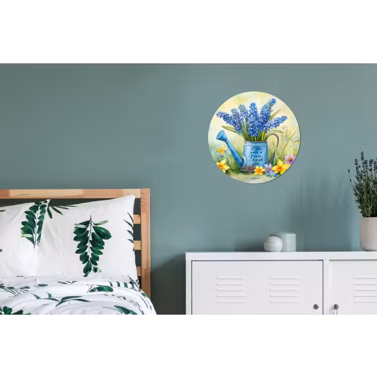 Wandcirkel - aluminium - Lavendelbloemen - Quote - Gieter — 4