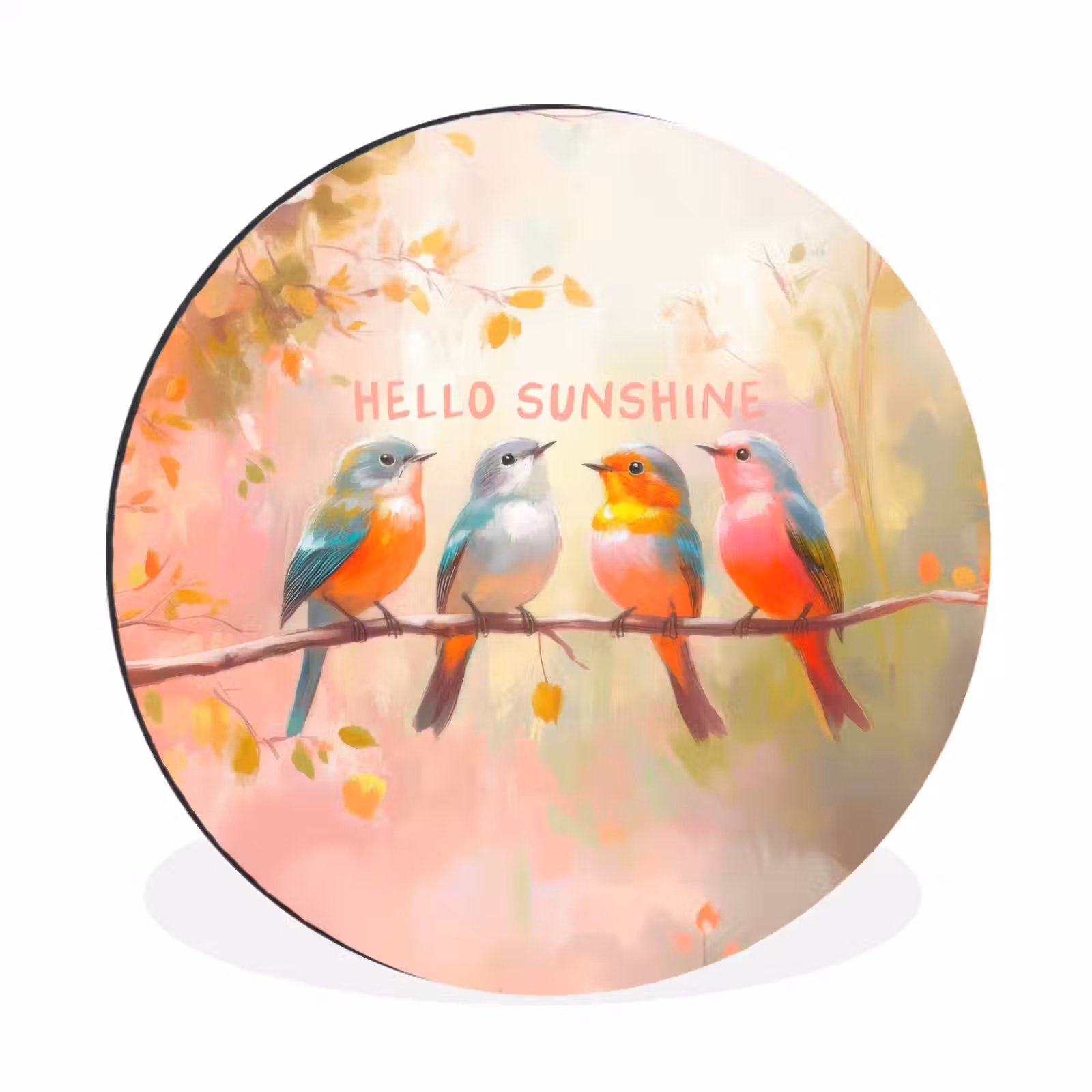 Wandcirkel - aluminium - Vogels - Tak - Quote - Roze — 1
