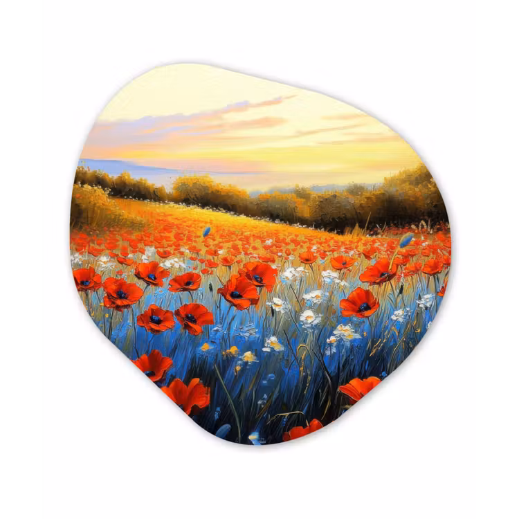 Organisch schilderij – Klaproos - Bloemenveld - Kleurrijk — 1