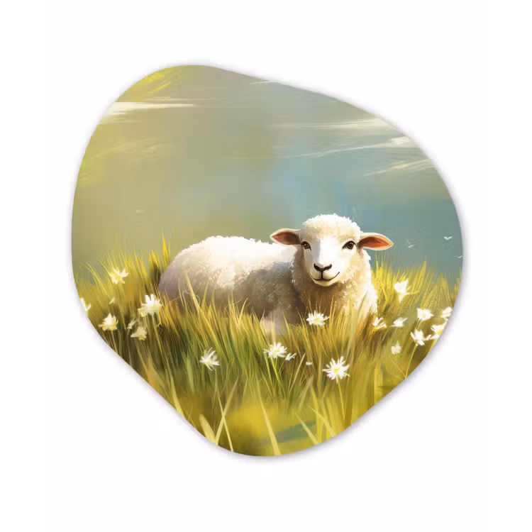 Organisch schilderij – Schaap - Weide - Groen — 1