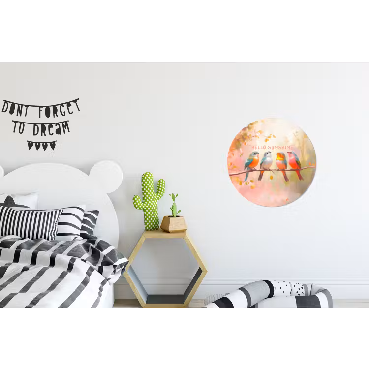Wandcirkel - aluminium - Vogels - Tak - Quote - Roze — 5