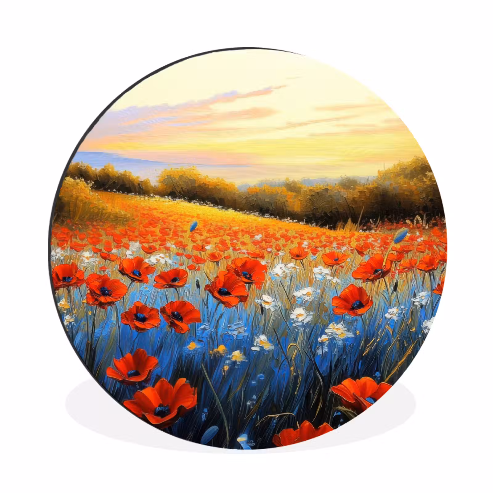 Wandcirkel - aluminium - Klaproos - Bloemenveld - Kleurrijk — 1