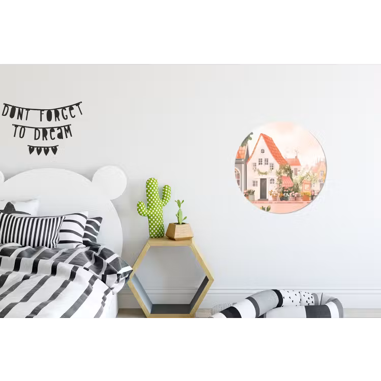 Wandcirkel - aluminium - Bloemen - Huizen - Dorp — 5