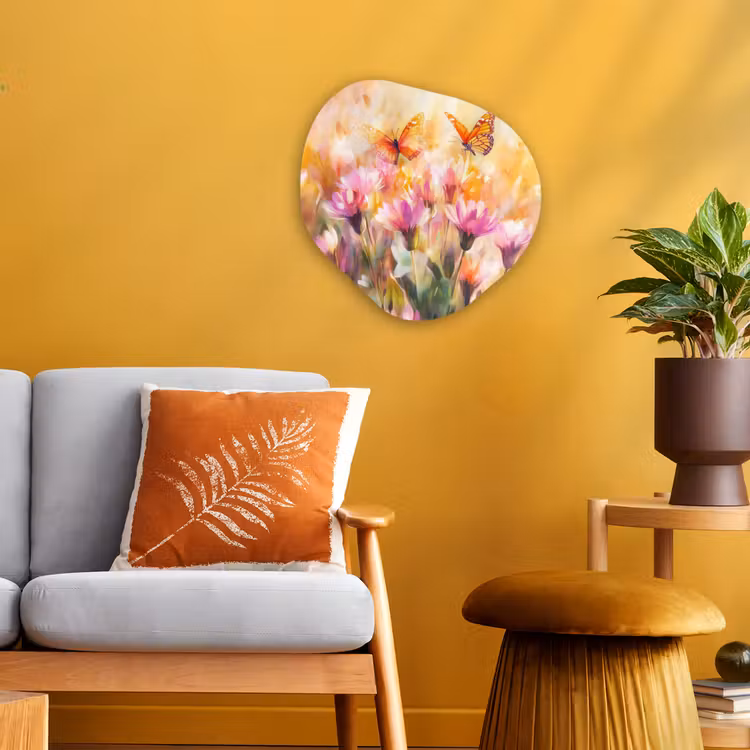 Organisch schilderij – Vlinders - Oranje - Bloemen — 3