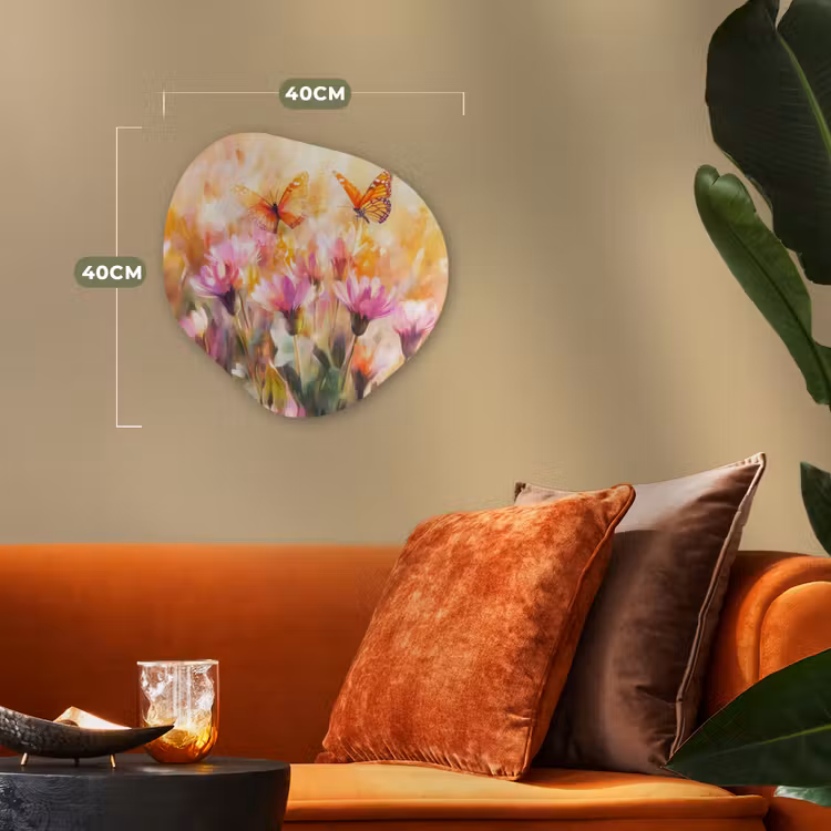 Organisch schilderij – Vlinders - Oranje - Bloemen — 4