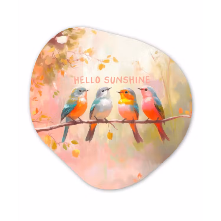 Organisch schilderij – Vogels - Tak - Quote - Roze — 1