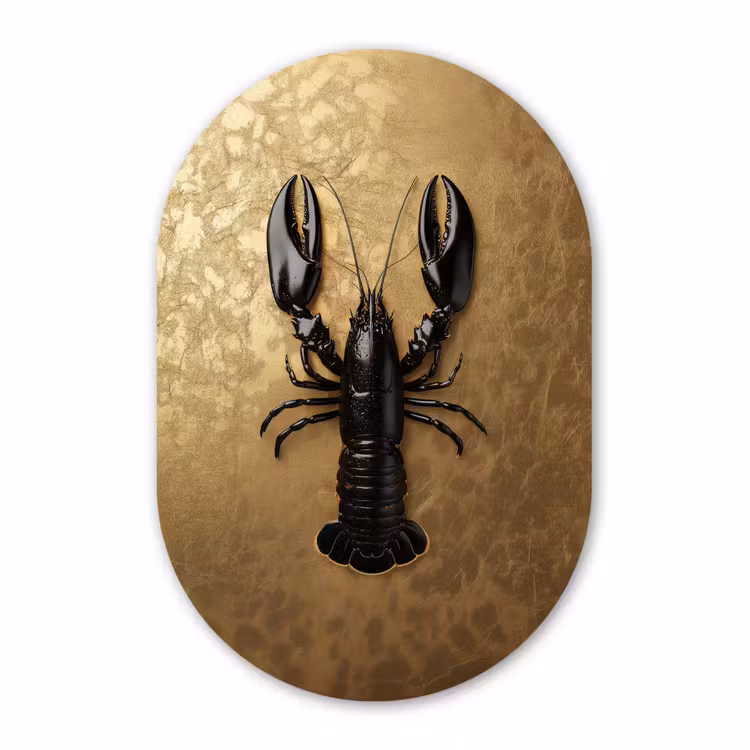 Muurovaal Glas – Kreeft - Zwart - Goud - Luxe — 1