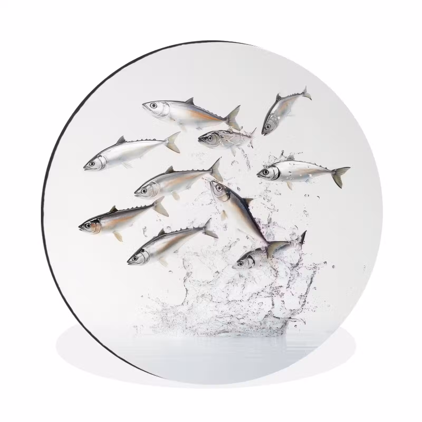 Wandcirkel - aluminium - Vissen - Water - Wit — 1