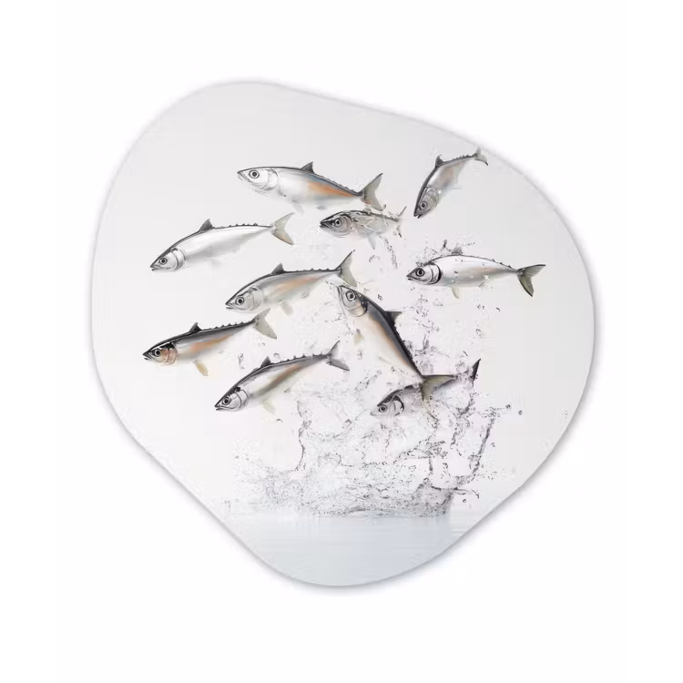 Organisch schilderij – Vissen - Water - Wit — 1