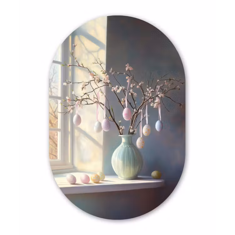 Muurovaal Glas – Stilleven - Vaas - Paastak — 1