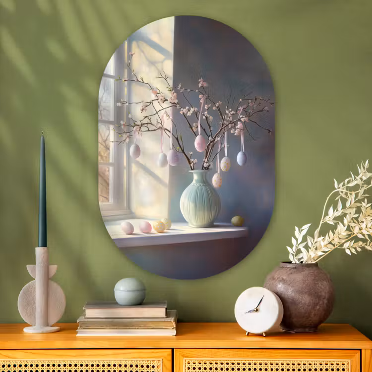 Muurovaal Glas – Stilleven - Vaas - Paastak — 2
