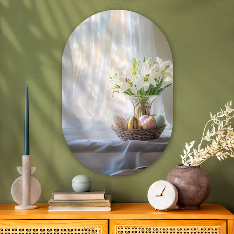 Muurovaal Glas – Vaas - Eieren - Bloemen — 2