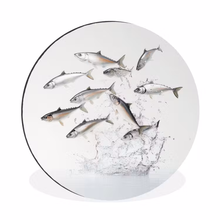 Wandcirkel - aluminium - Vissen - Water - Wit — 1