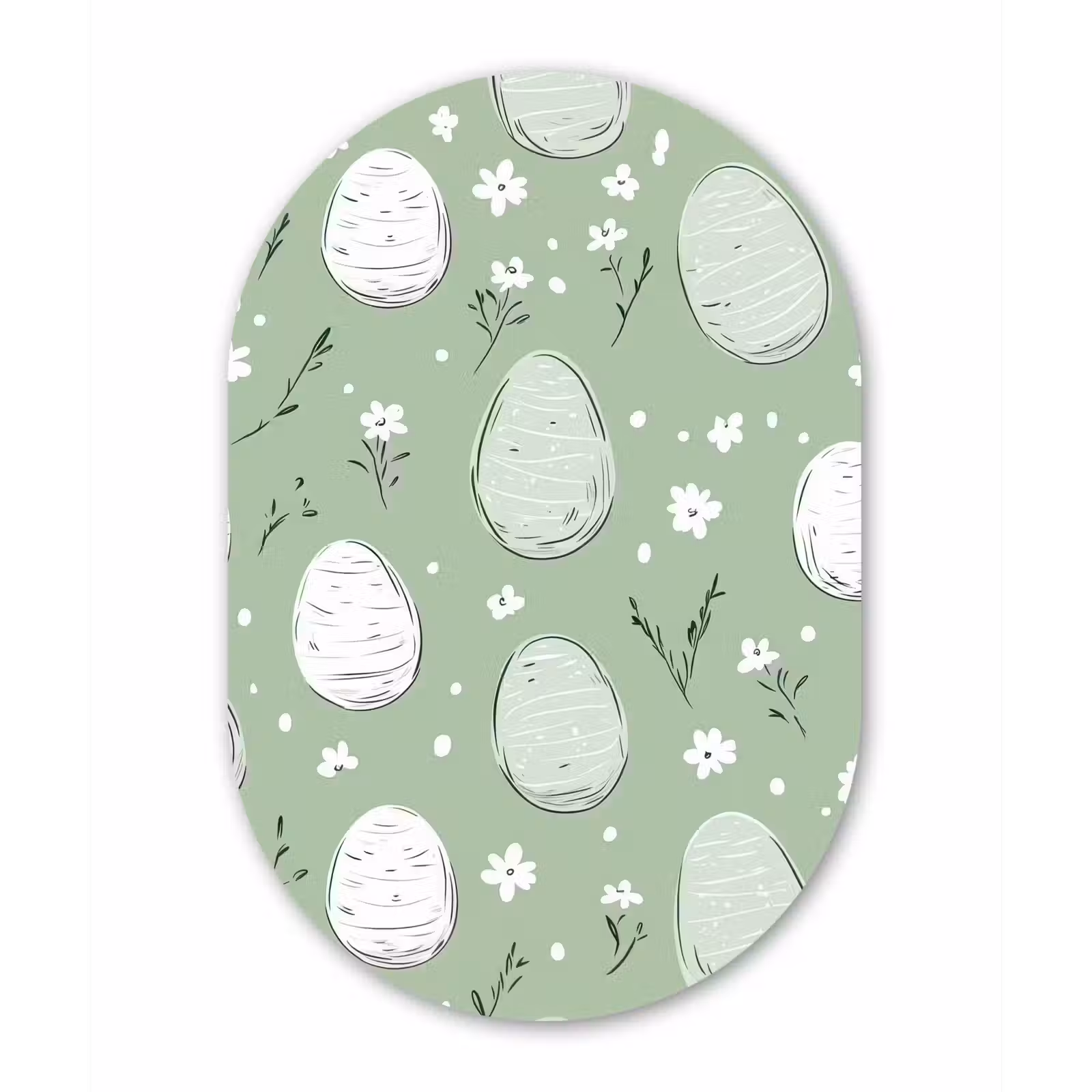 Muurovaal Glas – Groen - Eieren - Patroon — 1