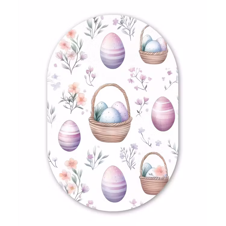 Muurovaal Glas – Bloemen - Paaseieren - Patroon — 1