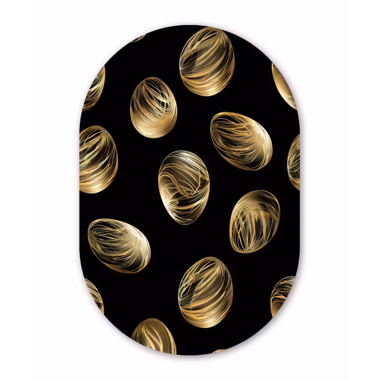 Muurovaal Glas – Eieren - Goud - Patroon — 1