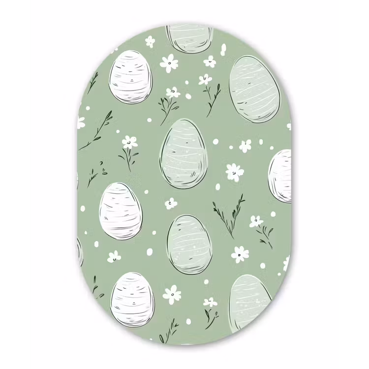 Muurovaal Glas – Groen - Eieren - Patroon — 1