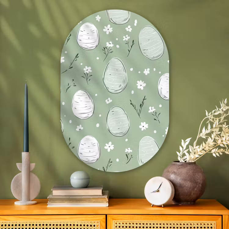 Muurovaal Glas – Groen - Eieren - Patroon — 2