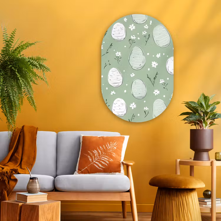 Muurovaal Glas – Groen - Eieren - Patroon — 3