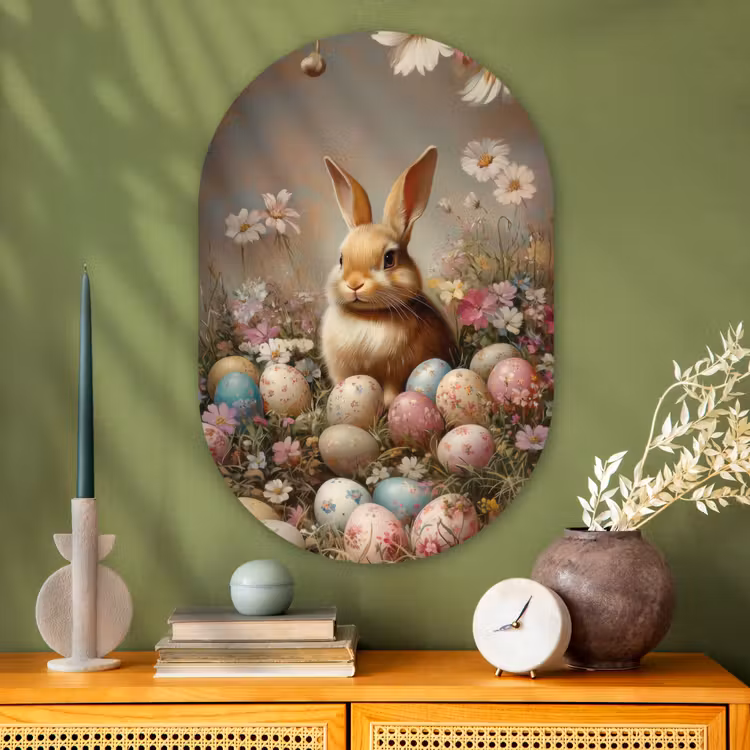 Muurovaal Glas – Paashaas - Lente - Paaseieren — 2