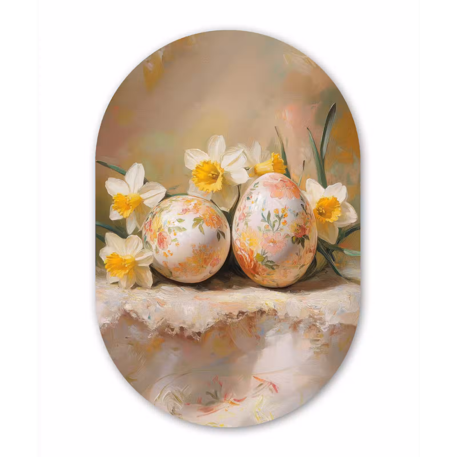 Muurovaal Glas – Bloemen - Eieren - Geschilderd — 1